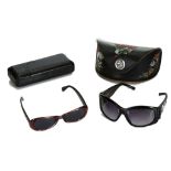 Versace sunglasses, pink frames with Medusa head detail, model 385, with case, together with a