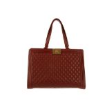 Chanel claret red leather Le Boy tote, date code for 2015/16, quilted leather with antique gilt