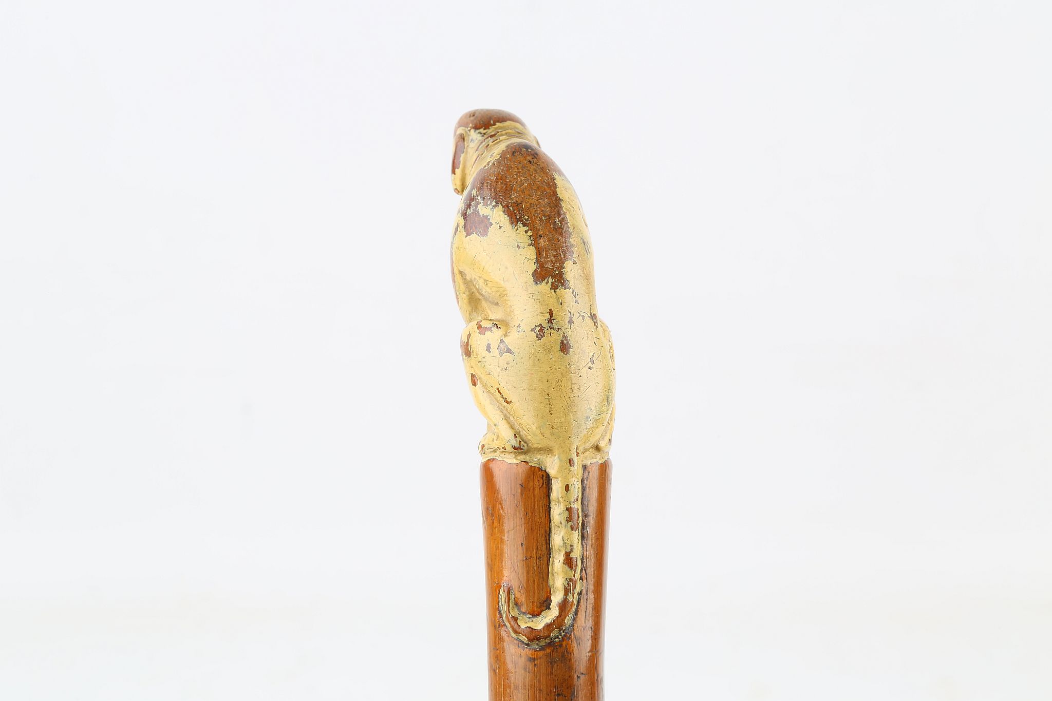 A ONE PIECE FOLK ART DOG CANE, with glass eyes, 31 inches (78cm). - Image 3 of 6