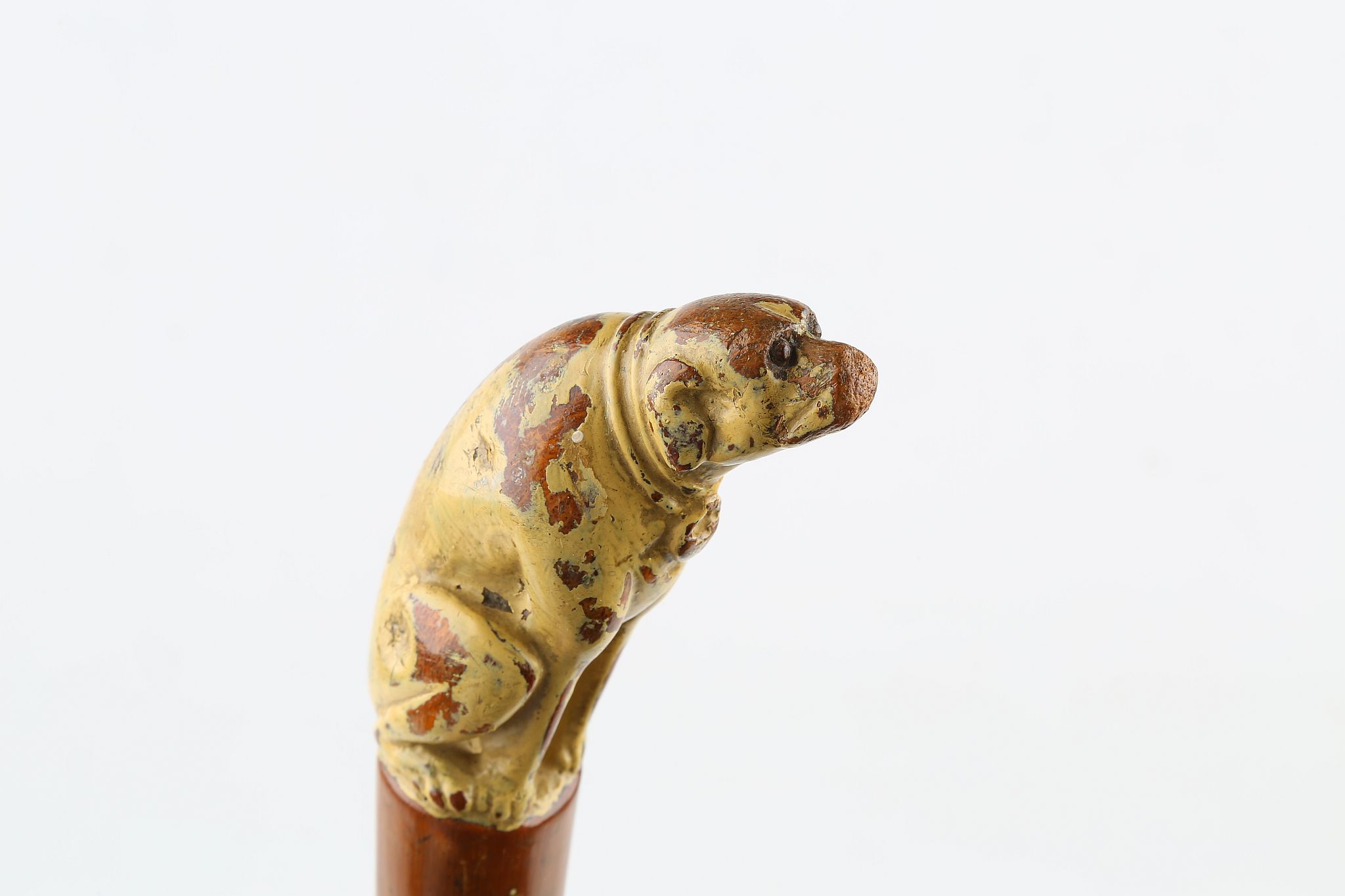 A ONE PIECE FOLK ART DOG CANE, with glass eyes, 31 inches (78cm). - Image 4 of 6