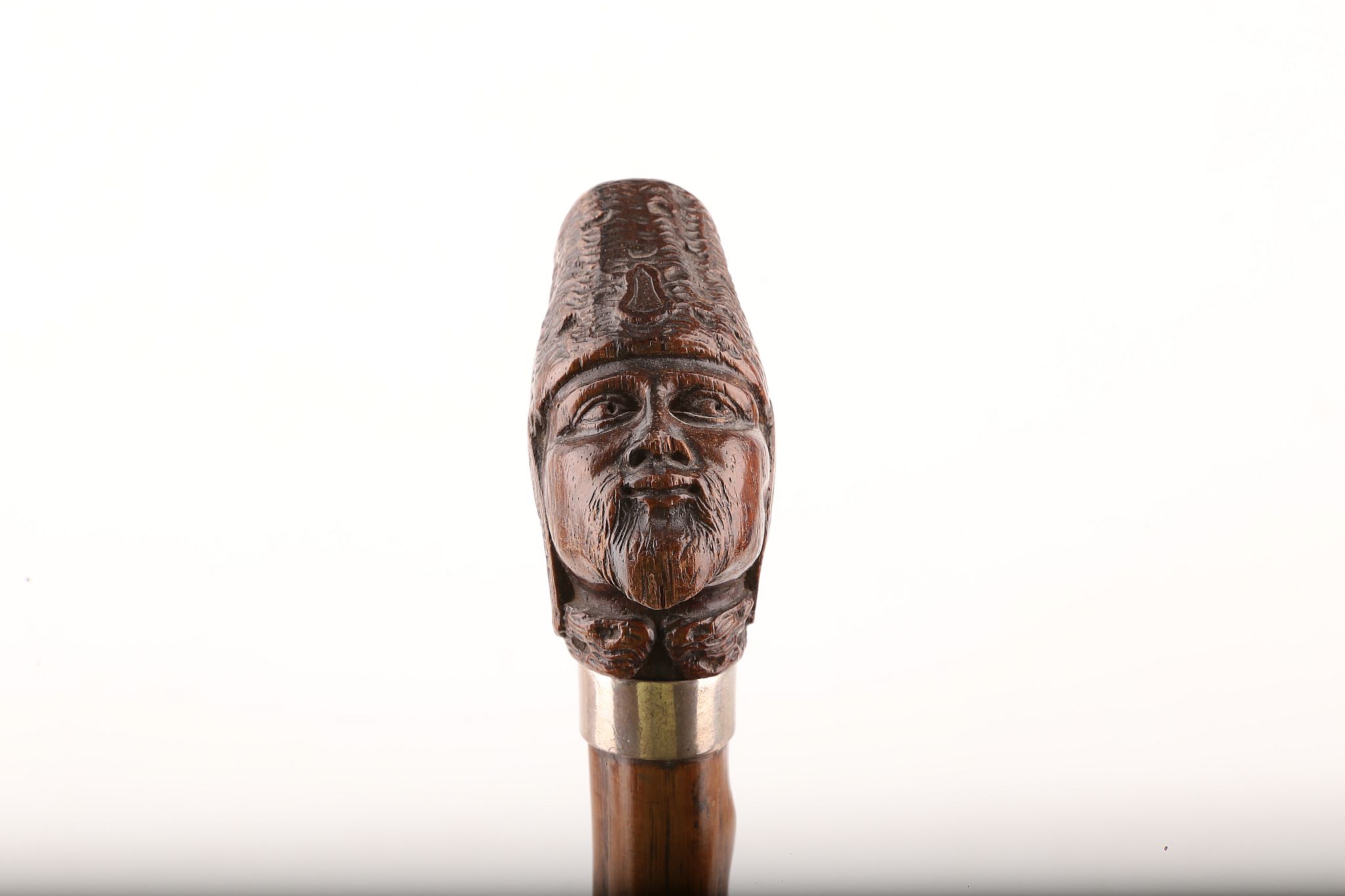 A CARVED WOOD HEAD HANDLED CANE OF A COSSAK, knotted early wood shaft, 93cm. - Image 2 of 6