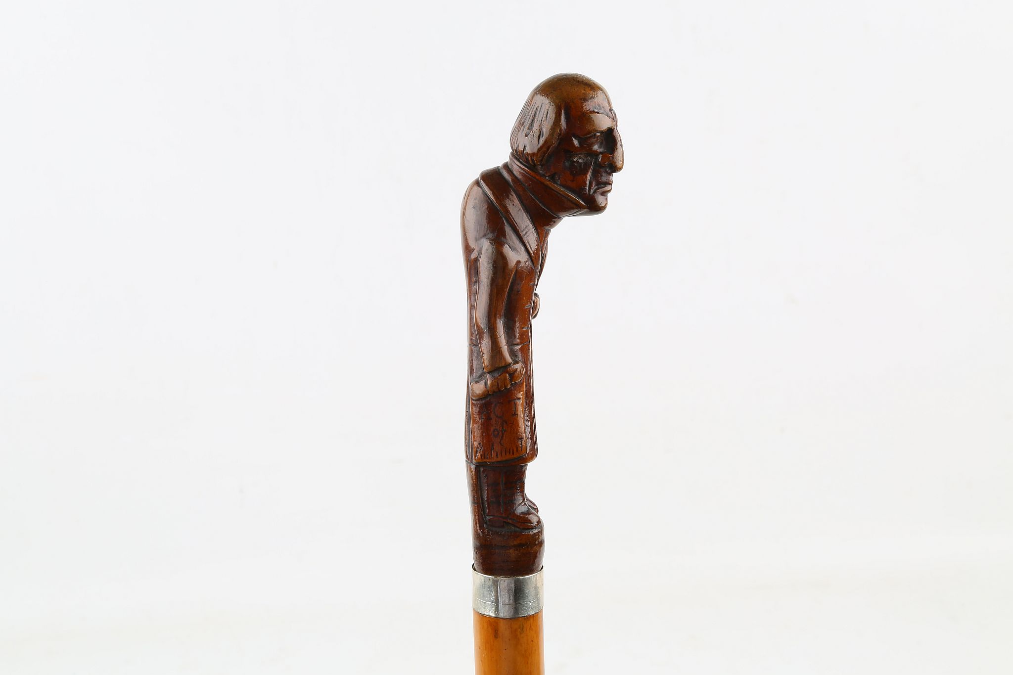 A MALACCA CANE, mounted with a full length figure of William Ewart Gladstone, 36 inches (92cm). - Image 2 of 6