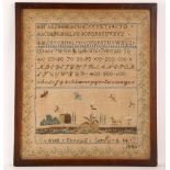 An 18th Century sampler worked by Mary Peterson, January 1770, aged 9, size: 22cm X 22cm, sold