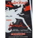 Bal Du Moulin Rouge Watusi Dans Frenesie, by Rene Gruau coloured poster, linen backed, 120 x 80cm,