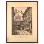 E. Ashford 19th Century British. 'The Green Dragon in Chancery'. Watercolour exterior courtyard.