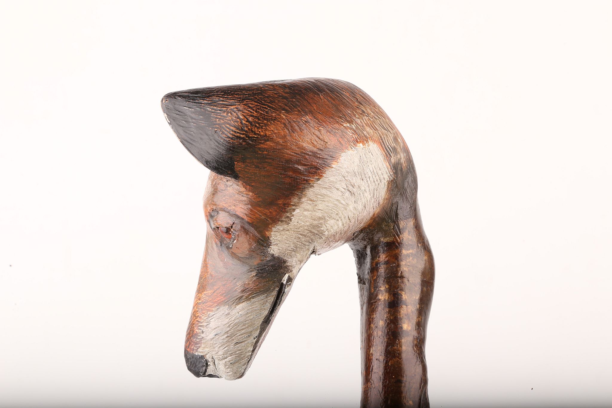 AN AMUSING TALL STICK, with large 'fox head' root ball handle, hand coloured, 94cm. - Image 3 of 6