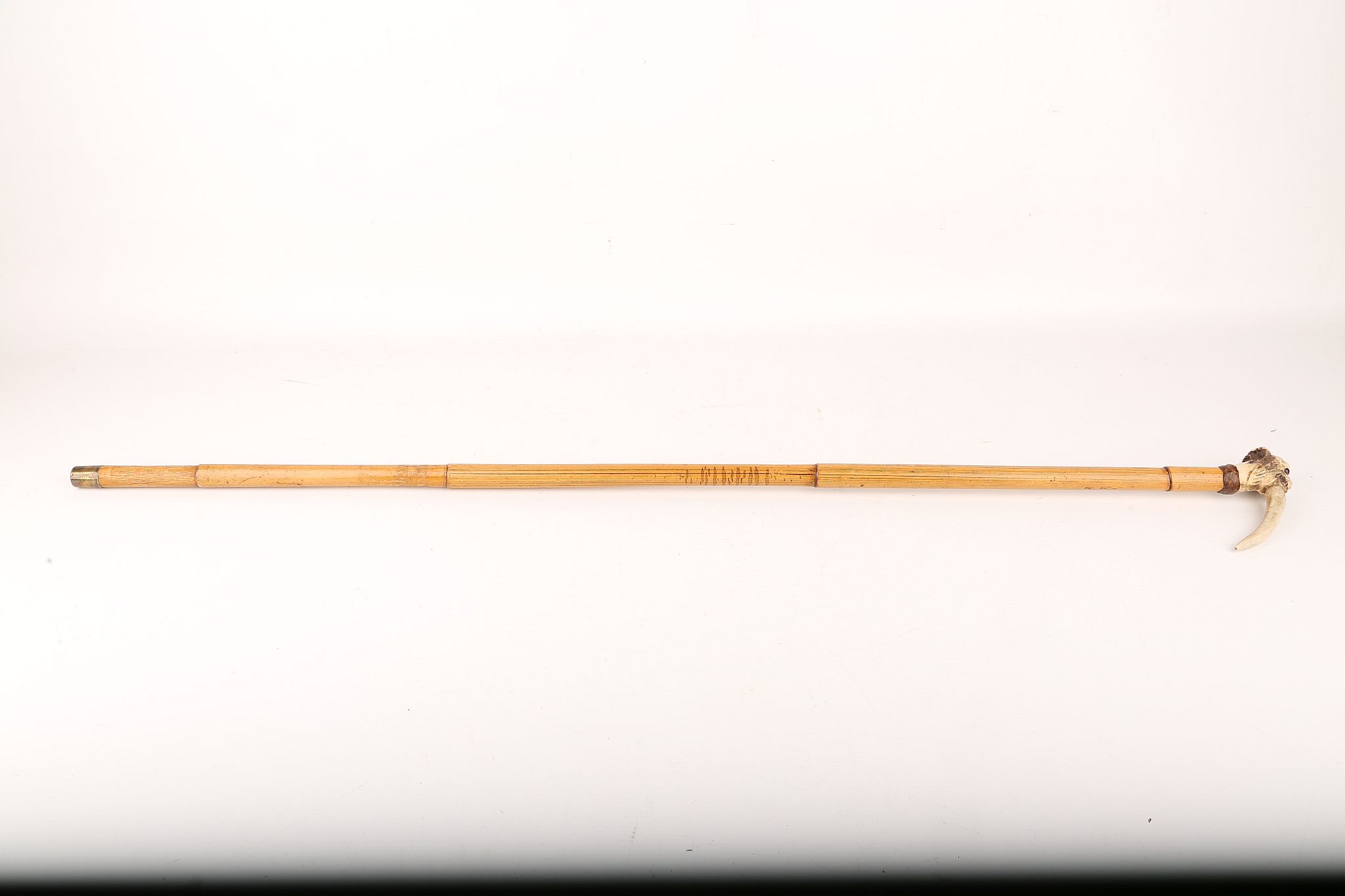 A STAG ANTLER HANDLED CANE, on an ebonised hardwood shaft, 92cm. - Image 6 of 6