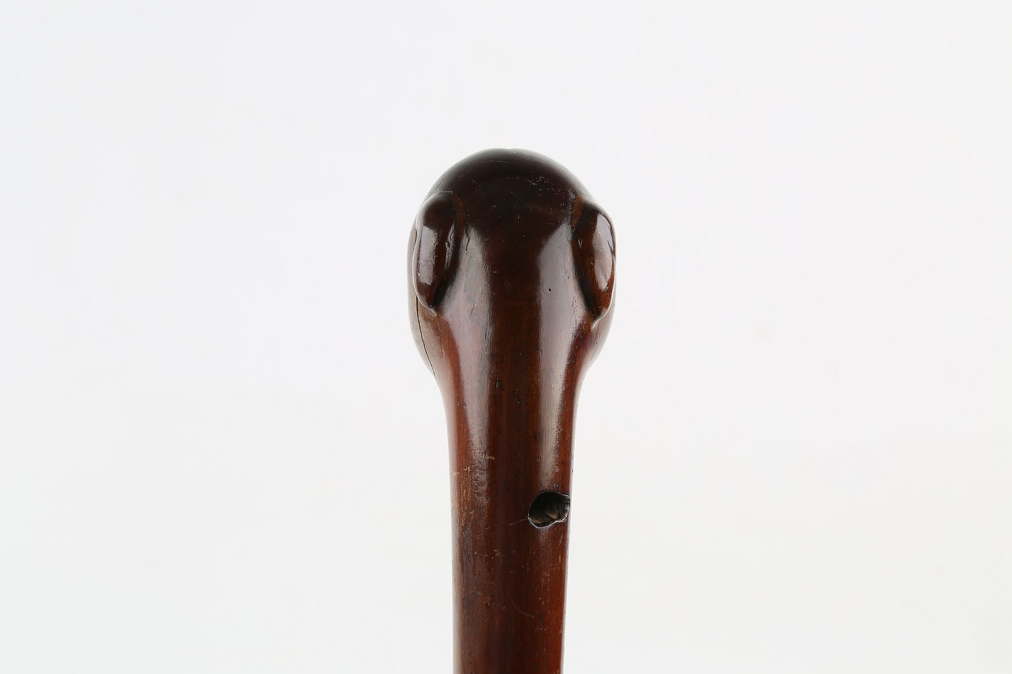 A ONE PIECE FOLK ART CANE, bulldog handle with glass eyes, 34 inches (87cm). - Image 3 of 7