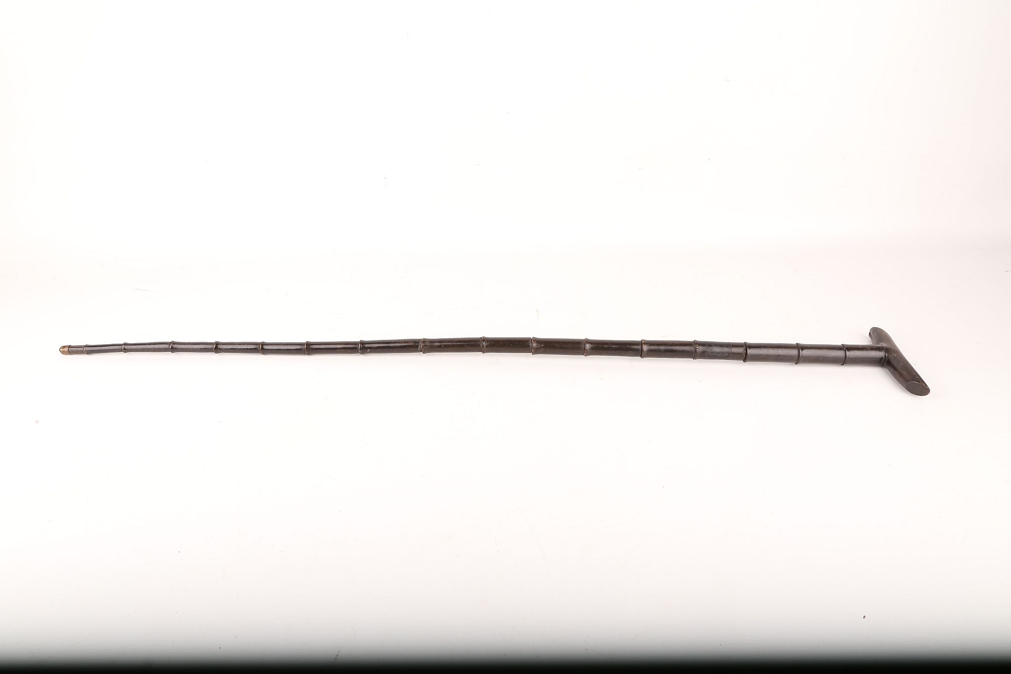 A HORN SECTIONAL TAU SHAPED HANDLED CANE, 85cm. - Image 6 of 6