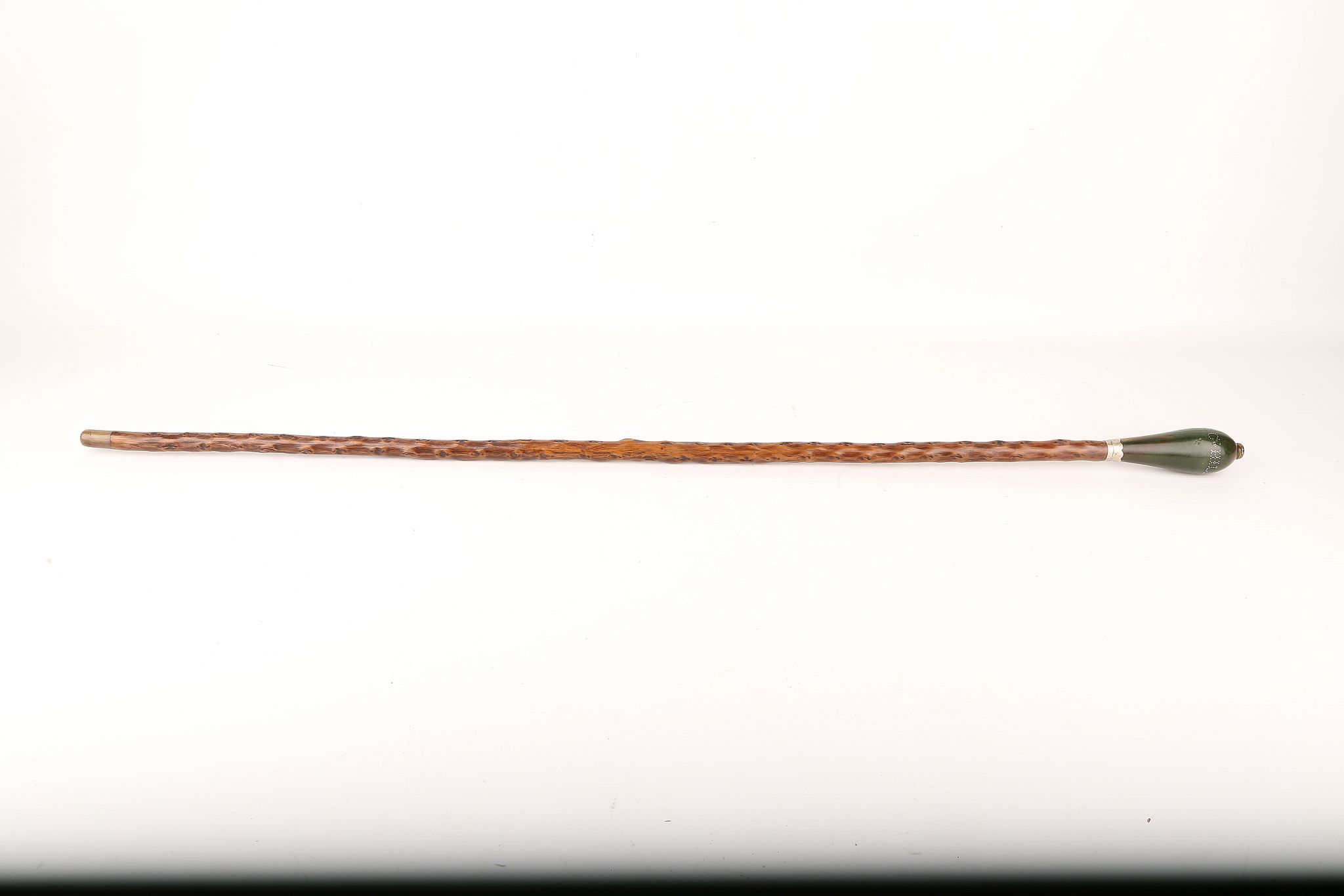 A STAINED GREEN HANDLED EARLY CANE, 92cm. - Image 5 of 5