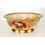 A ROYAL WORCESTER FOOTED BOWL PAINTED BY KITTY BLAKE, dated 1931, the interior finely painted with a