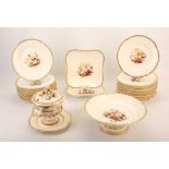 A ROCKINGHAM PORCELAIN DESSERT SERVICE, circa 1826-30, by Thomas Steel, very finely painted with