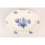 A LARGE BLUE AND WHITE MEISSEN PORCELAIN MEAT PLATTER, early 19th century, the centre painted with a