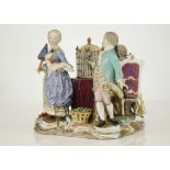 A MEISSEN PORCELAIN FIGURE GROUP ALLEGORICAL OF 'VIRTUE', late 19th century, modelled with a bird