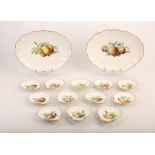 A FINE MEISSEN PORCELAIN FRUIT SERVICE, early 20th century, each piece finely painted with sprays of