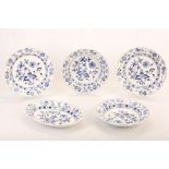 A COLLECTION OF MEISSEN 'BLUE ONION' PATTERN PORCELAIN, late 19th century, comprising two plates,