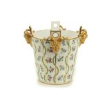 A SEVRES STYLE PORCELAIN MILK PAIL OR JARDINIERE, late 19th century, of bucket shape with four lug