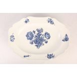 A VERY LARGE BLUE AND WHITE MEISSEN PORCELAIN DOT PERIOD MEAT PLATTER, circa 1770, the centre finely