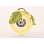 A FINE MEISSEN PORCELAIN SUNFLOWER DISH, circa 1750-60, modelled as a sunflower with yellow