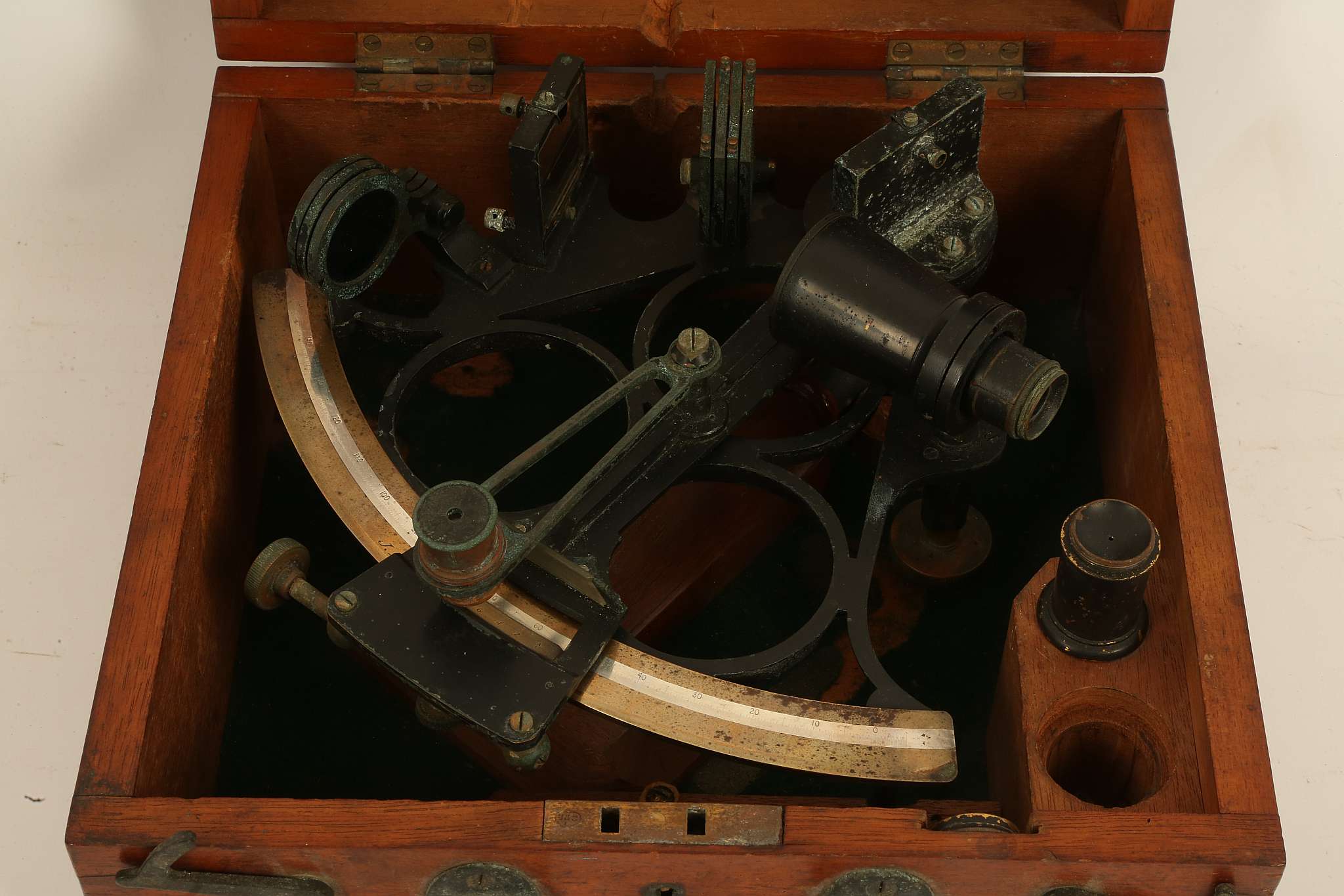 A J. DURKIN OF MIDDLESBOROUGH SEXTANT, in its original wooden box, with two sighting lenses (tubes), - Image 3 of 3