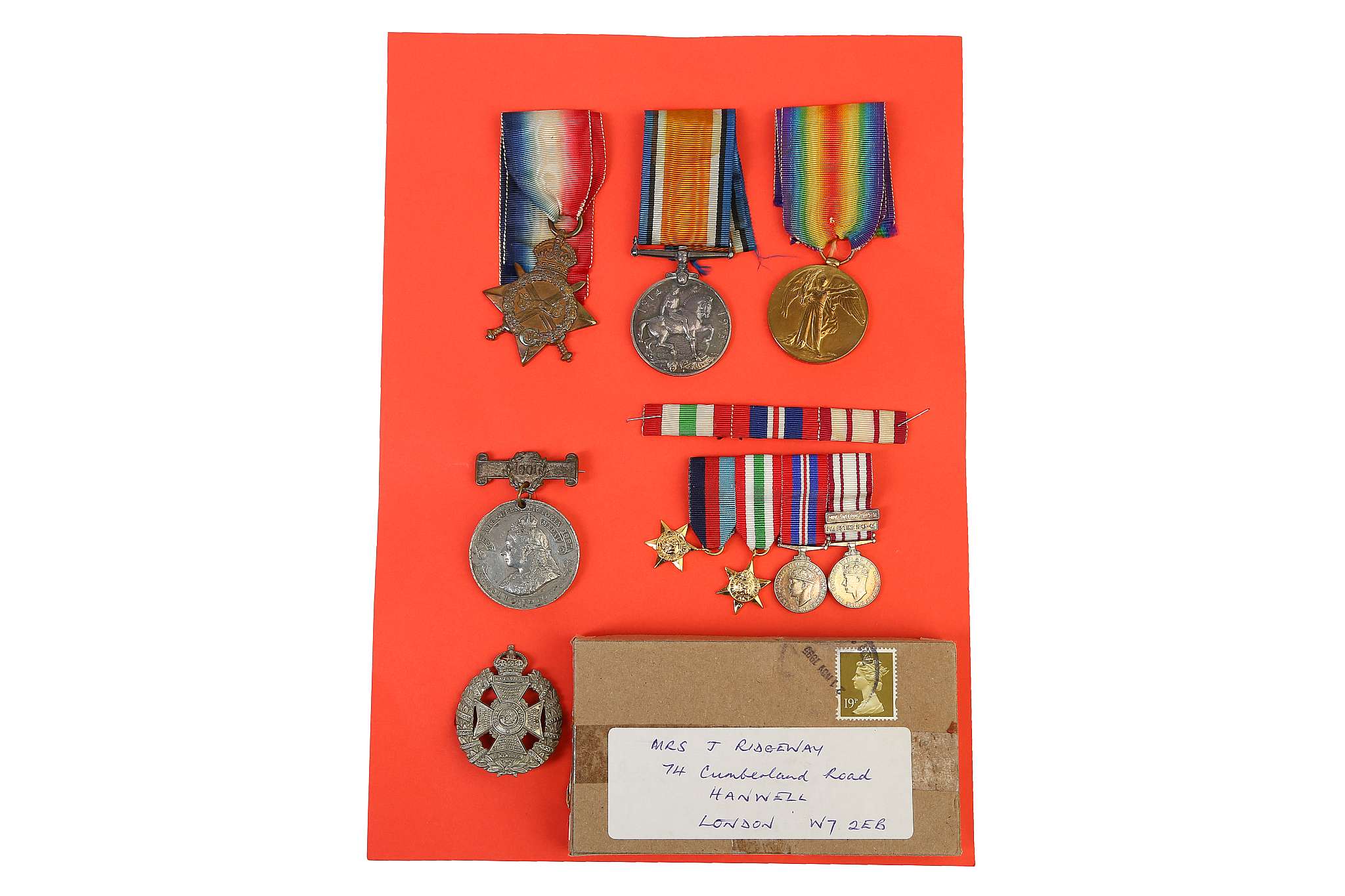 A COLLECTION OF MEDALS awarded to 2359 Private O.T. Ridgeway of 8 - London Regiment to include the