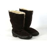 A PAIR OF WWII SHEEPSKIN FLYING BOOTS, with leather and rubber soles made by 'ITS Rubber Co Ltd'