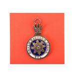 A RARE 1895 STERLING SILVER HALLMARKED MASONIC PENDANT, with blue glass and white enamel, from the