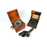 A WWII PORTABLE WOOD BOXED NAVAL SHIP'S COMPASS (No. 2278 KS) (stamped Admiralty checked 28th