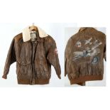 A KOREAN WAR BROWN LEATHER FLYING JACKET, made by Ryan Leatherware, model no. 3121, size 10, with
