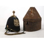 A LATE 19th CENTURY NORTH IRISH, ARTILLERY DIVISION OFFICER'S HELMET, with applied brass crest