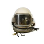 A 1950s RUSSIAN MIG FIGHTER PILOT HELMET, with wide high altitude breathing ports and comms ports.