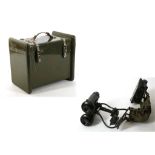 AN EARLY 1980's ENGLISH PILOT'S (Helicopter) HELMET, mounted night-vision binoculars (IR), battery
