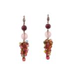 A pair of gem-set pendent earrings Each designed as a tassel of multi-coloured tourmalines