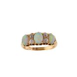 An opal and diamond ring