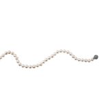 A cultured pearl necklace with a diamond clasp The single strand of 10.3-11.0mm cultured pearls,