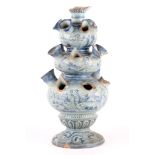 A late 19th / early 20th Century Cantagalli graduated tulip vase, in blue and white Delft type