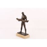 A MID 20th CENTURY SOVIET BRONZE SCULPTURE, in the Industrialist style, unsigned, (30 cm high)