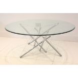 A MODEL 714 GLASS DINING TABLE, DESIGNED BY THEODORE WADDELL, MANUFACTURED BY CASSINA, with bevelled