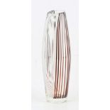 AN ITALIAN ART GLASS VASE decorated with internal black and white stripes in geometric pattern.