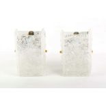 A PAIR OF 1950s CONTINENTAL ICE GLASS WALL LIGHTS (16cm high).