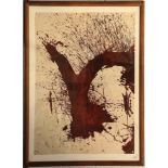 A LARGE, MID 20th CENTURY, ABSTRACT COMPOSITION, ink on Japan paper, indistinctly signed in