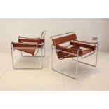 A PAIR OF 1970s WASSILY LOUNGE CHAIRS, designed by Marcel Breuer, probably manufactured by Knoll