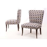 A PAIR OF 1950s ITALIAN OCCASSIONAL CHAIRS, possibly designed by Poulo Buffa, with new polka dot