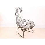 A 1960s WIRE 'BIRD' CHAIR, DESIGNED BY HARRY BERTOIA, MANUFACTURED BY KNOLL INTERNATIONAL, high back