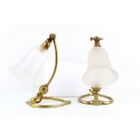 W.A.S BENSON, (BRITISH. 1854 - 1924), A PAIR OF ARTS & CRAFTS BRASS TABLE LAMPS CIRCA 1900s, with