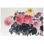 FANG ZHAOLING   (1914 – 2006) Chrysanthemums ink and colour on paper, framed signed ZHAOLIN, dated