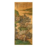 LIU SONGNIAN   (follower of) Fisherman scene ink and colour on silk signed lower left, with