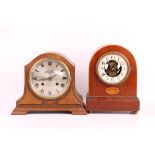 AN EARLY 20TH CENTURY EUREKA MANTEL CLOCK TOGETHER WITH ANOTHER RETAILED BY BENSON the Eureka