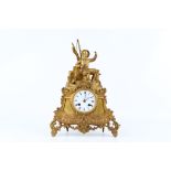 A MID 19TH CENTURY FRENCH GILT BRONZE FIGURAL MANTEL CLOCK OF MARITIME THEME the sailor seated on an