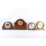 AN EARLY 20TH CENTURY AMERICAN BRASS MANTEL CLOCK BY TERRY & COMPY MANCHESTER, TOGETHER WITH THREE